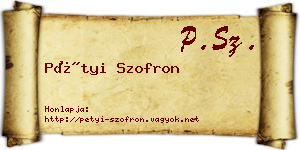 Pétyi Szofron névjegykártya